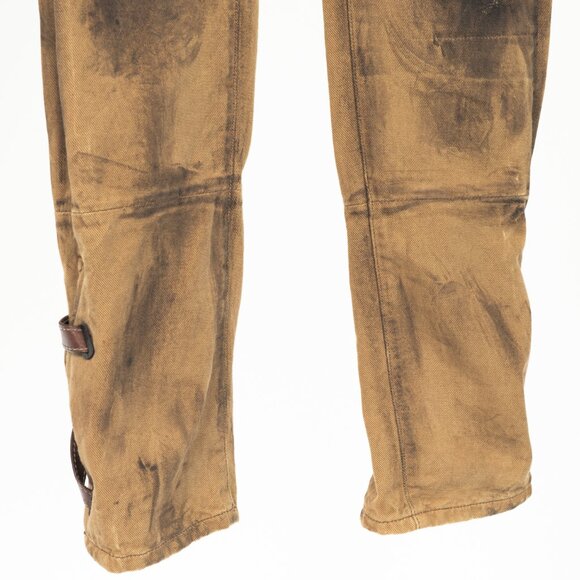 Ralph Lauren Tan Distressed Cotton Leather-Trim Jeans - Picture 7 of 13